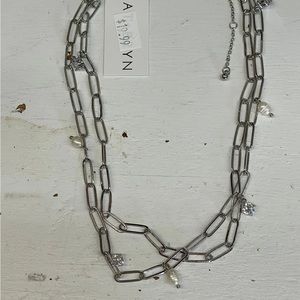 Silver Link Pearl Necklace